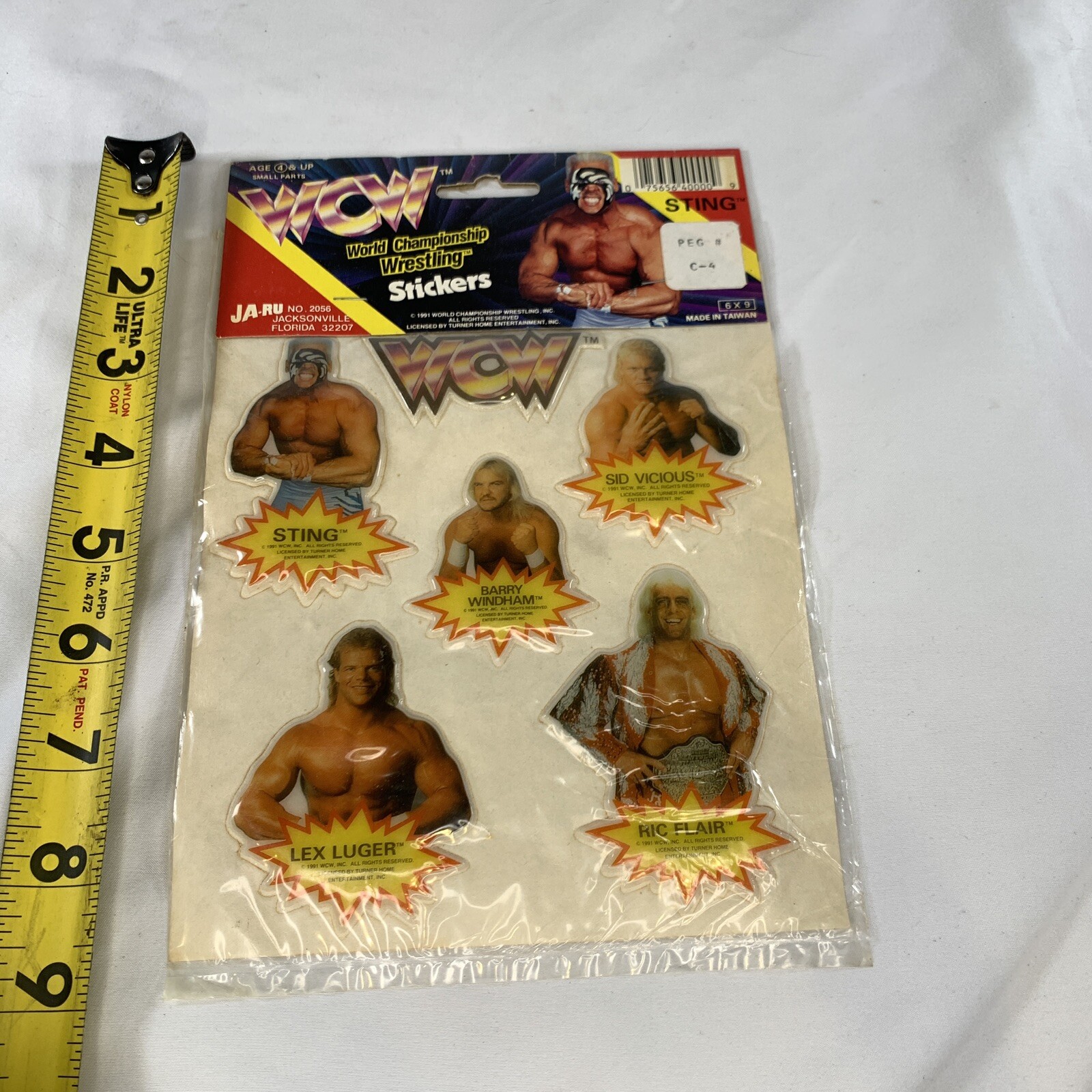 VTG 90s WCW World Championship Wrestling Stickers Sting 6 Pack Ja-Ru SEALED BNIB