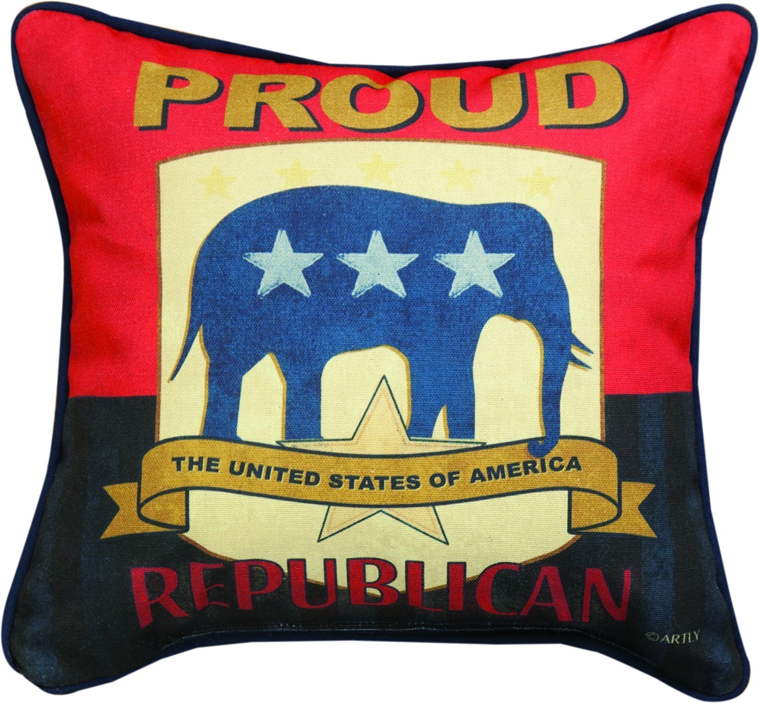 Proud Republican - The United States of America Pillow with Elephant 12 x 12