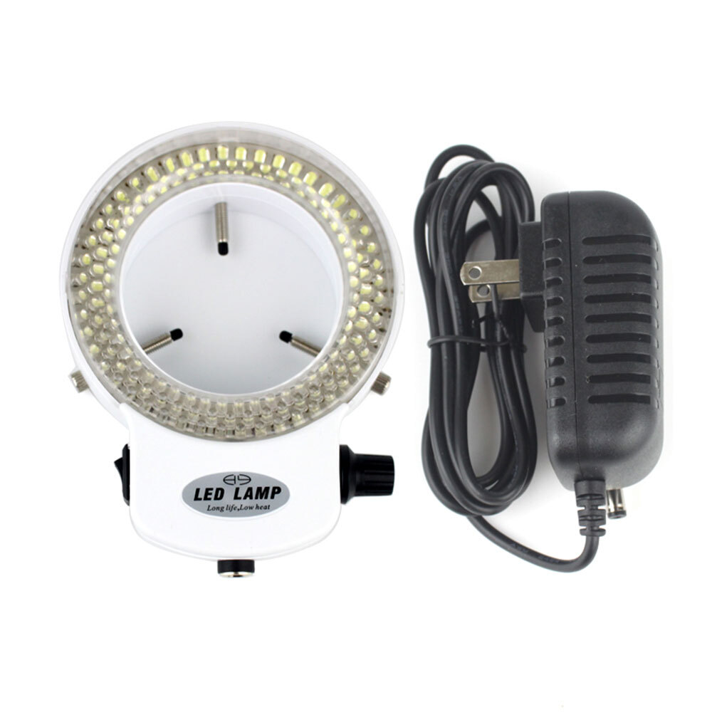 USA 144 LED Bulbs Microscope Ring Light Illuminator Lamp Adjustable US Plug