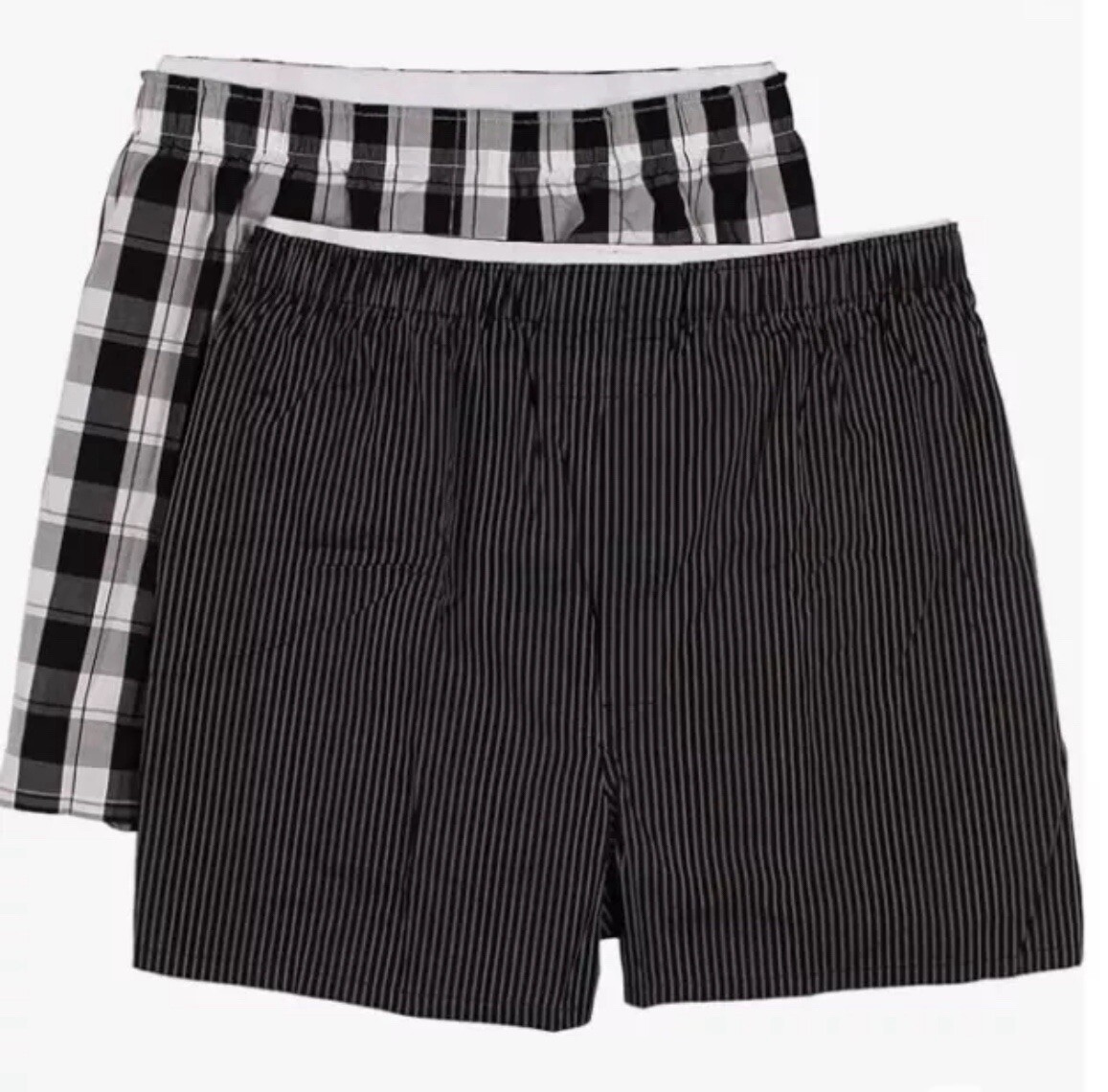 2-Pack of Roundtree & Yorke Big Man 100% Cotton Full-Cut Boxers, Black & White