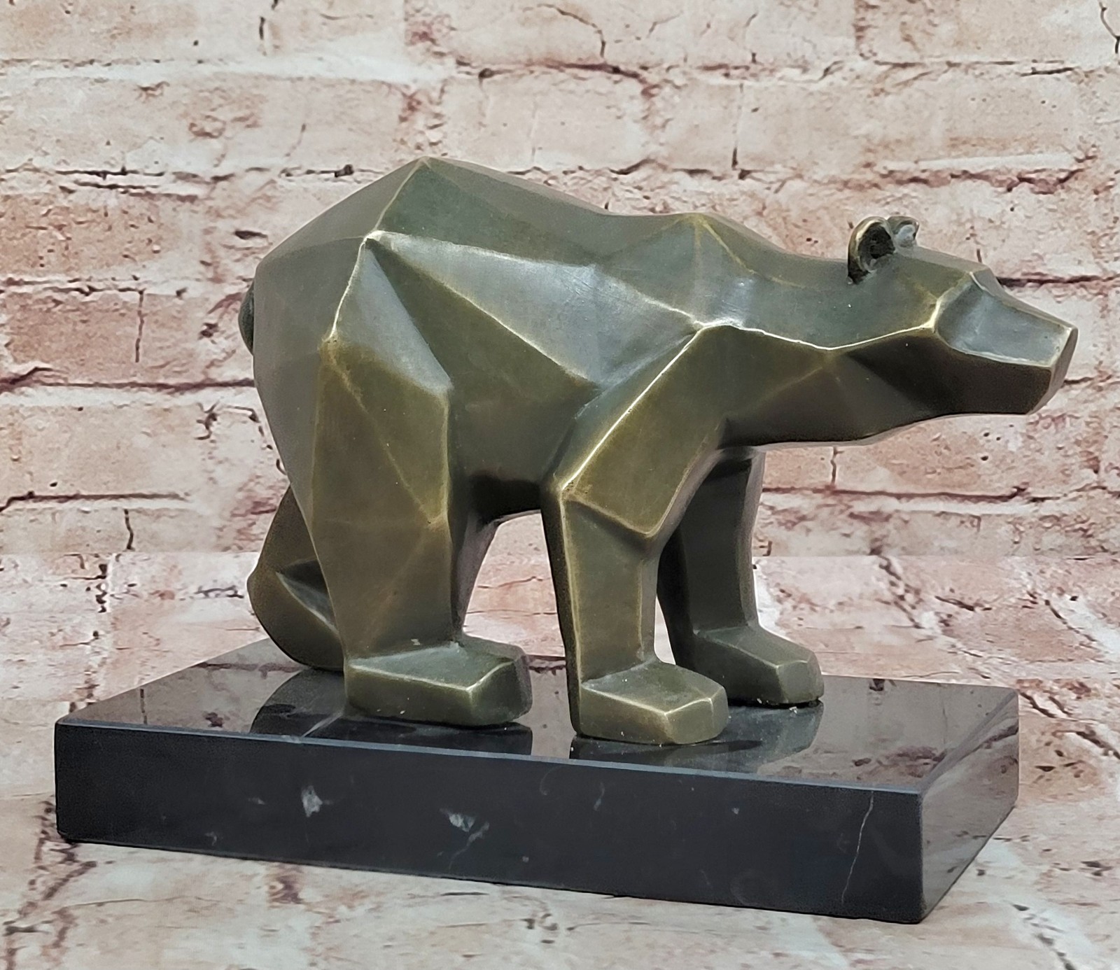 T. Baker Abstract Bear Sculpture – Hot Cast Bronze California Artwork Figurine