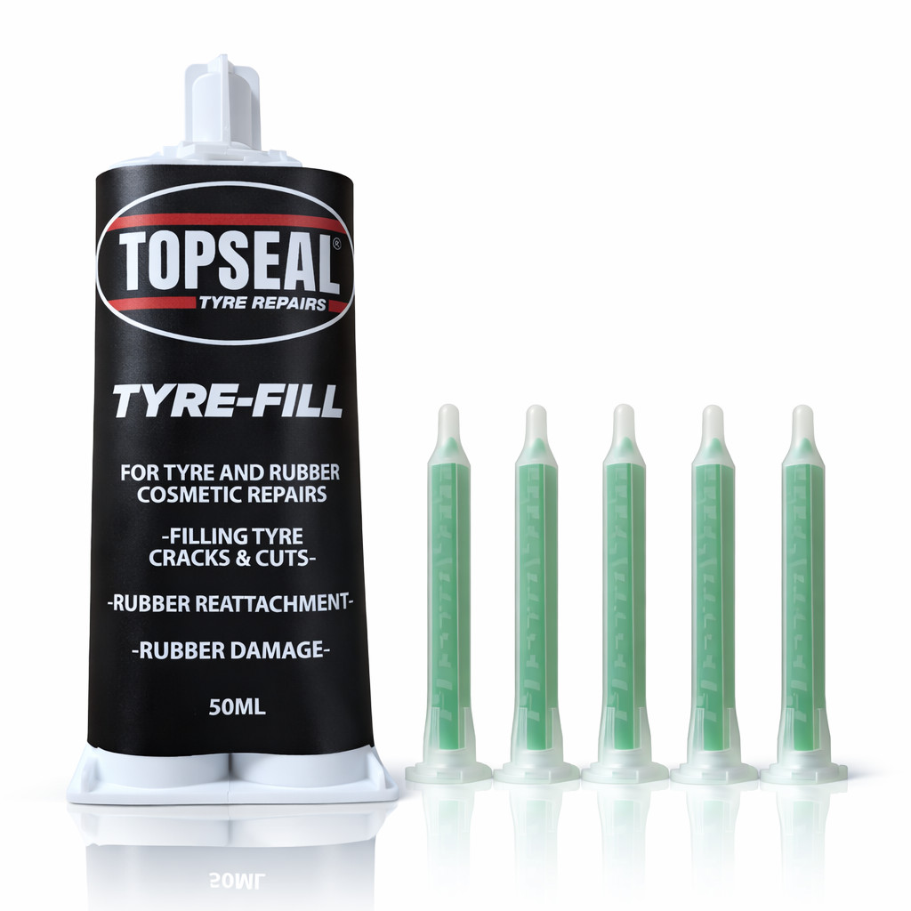 Tyre Repair Fill Rubber Filler Cartridge 50ml Fills Cuts In Tyres x 5 Nozzles