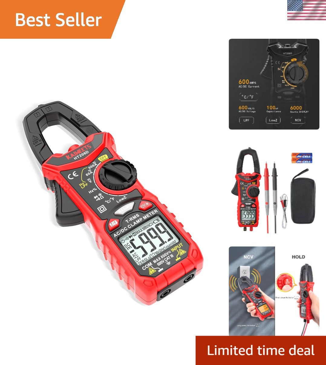Advanced Multi-Function Digital Clamp Meter with Non-Contact Voltage Detection
