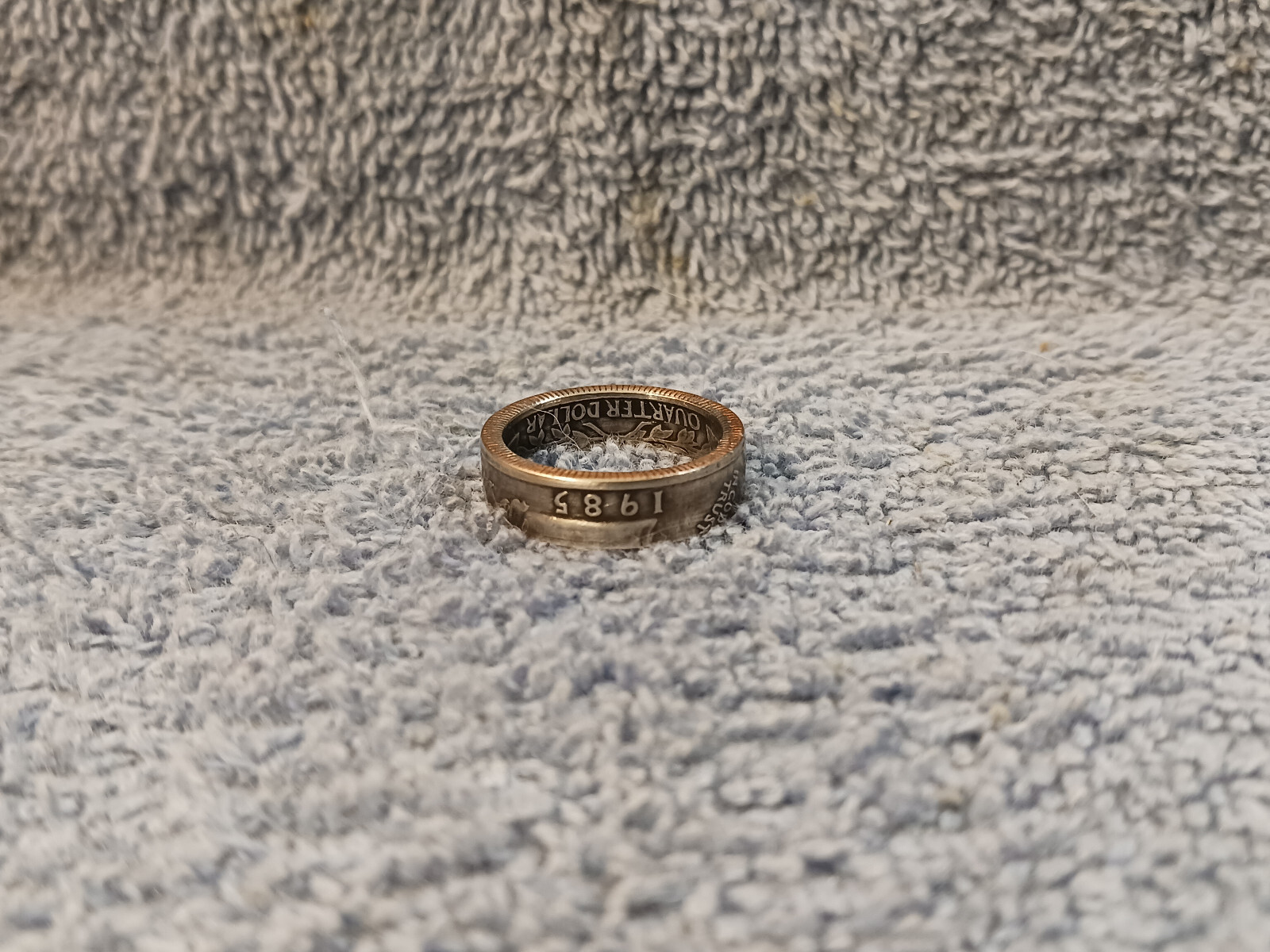 1985 Washington Quarters, coin ring, size 7