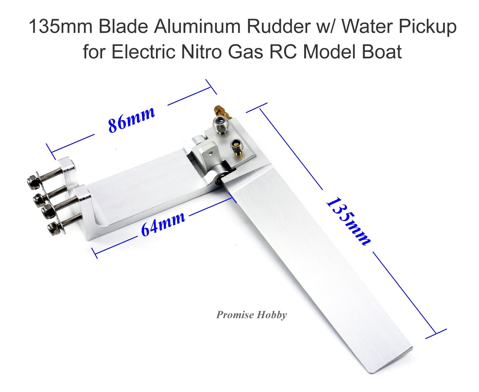 135mm Blade Aluminum Rudder w/ Water Pickup for Electric Nitro Gas RC Model Boat