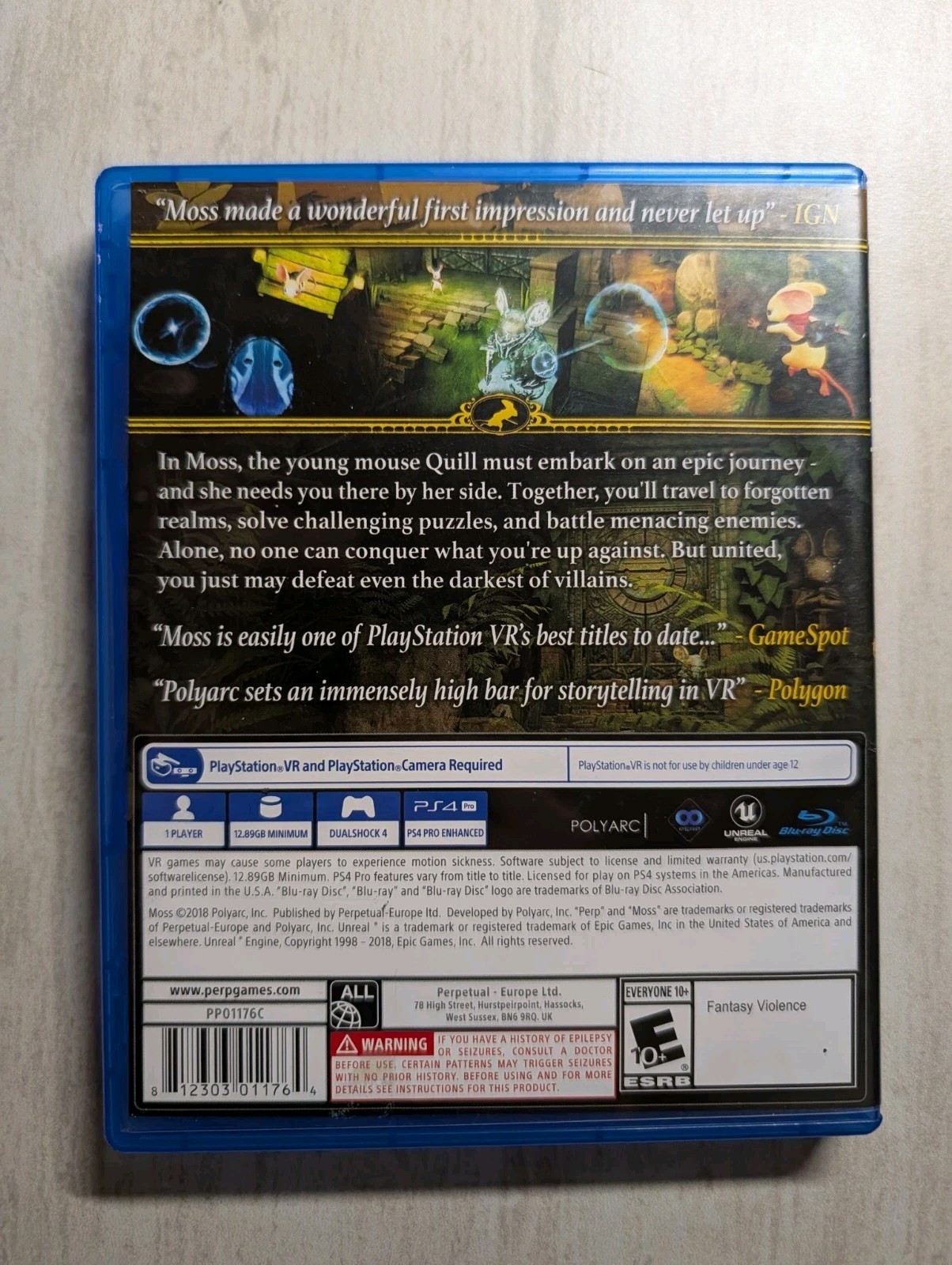 NO GAME Moss PlayStation 4 Case PS4 psvr