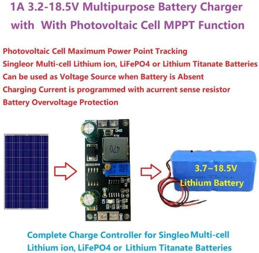 Lifepo4 Lithium Battery Charger Module MPPT Solar Panel Controller Module 1A 12V