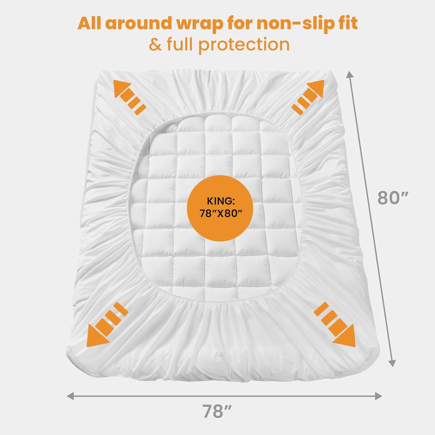 MATBEBY King Size Mattress Pad - Cooling Breathable King, White - Checkered