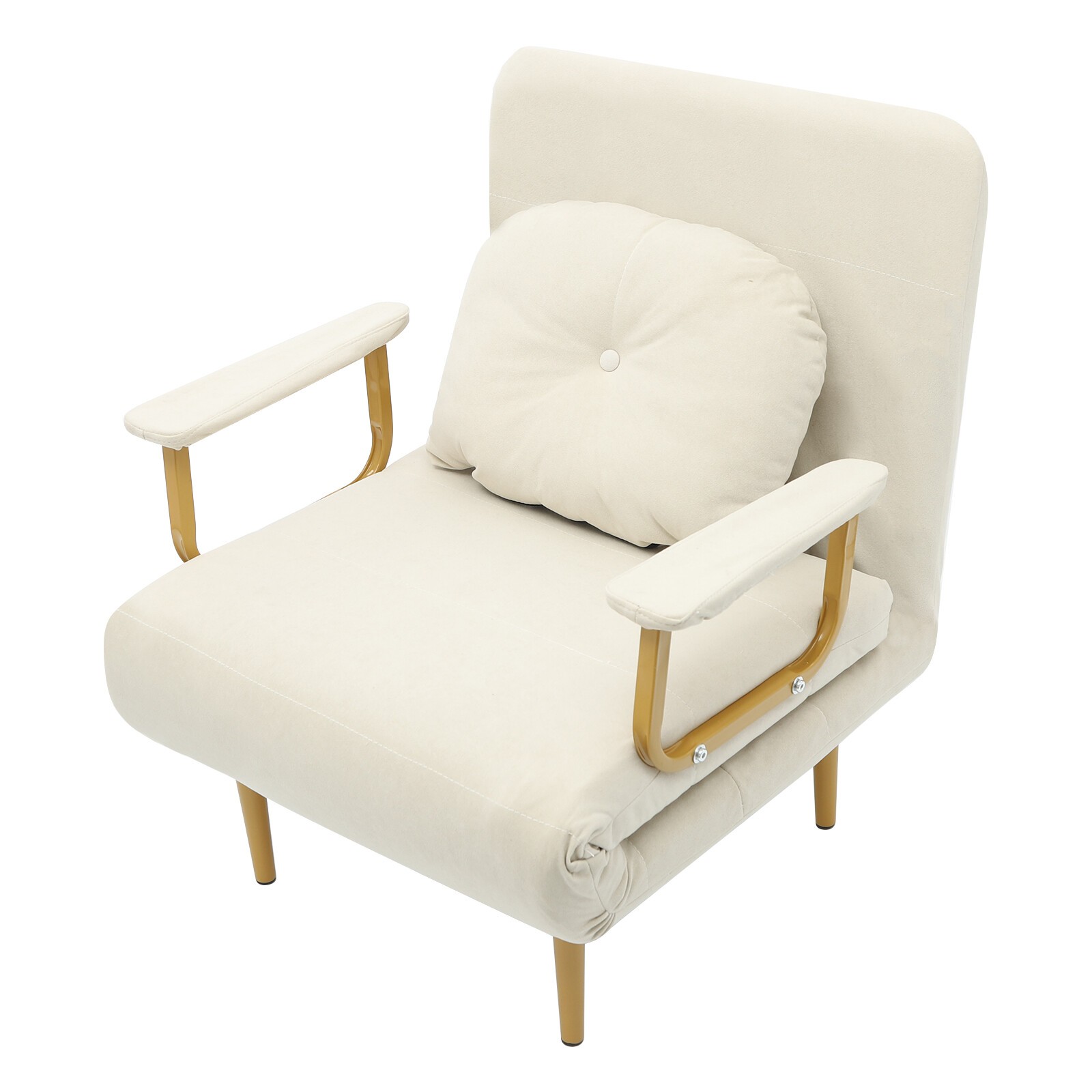 Off-white Convertible Sofa Bed Folding Sofa Bed with Pillow & 5-Gear Backrest US