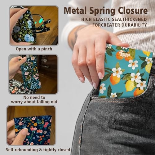 Eyeglass Cases Pack,Boho Floral Pattern Sunglasses Case,PU Leather Soft 4 Blue
