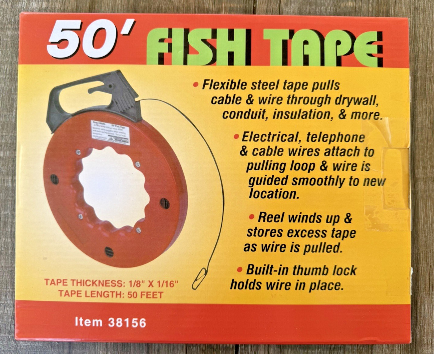 CEN-TECH 50 ft. Steel Fish Tape -38156