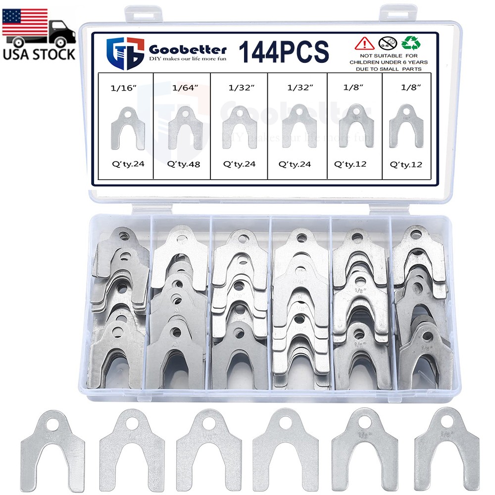 144pcs Car Auto Body Shim Alignment Shim 1/16" 1/64" 1/32" 1/8" Assortment Set