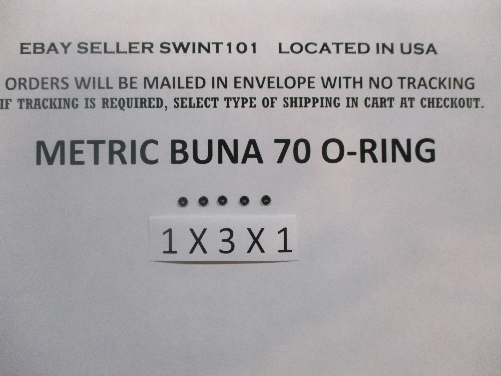1mm ID x 3mm OD x 1mm thick O-ring. Buna-70.   Quan 5..
