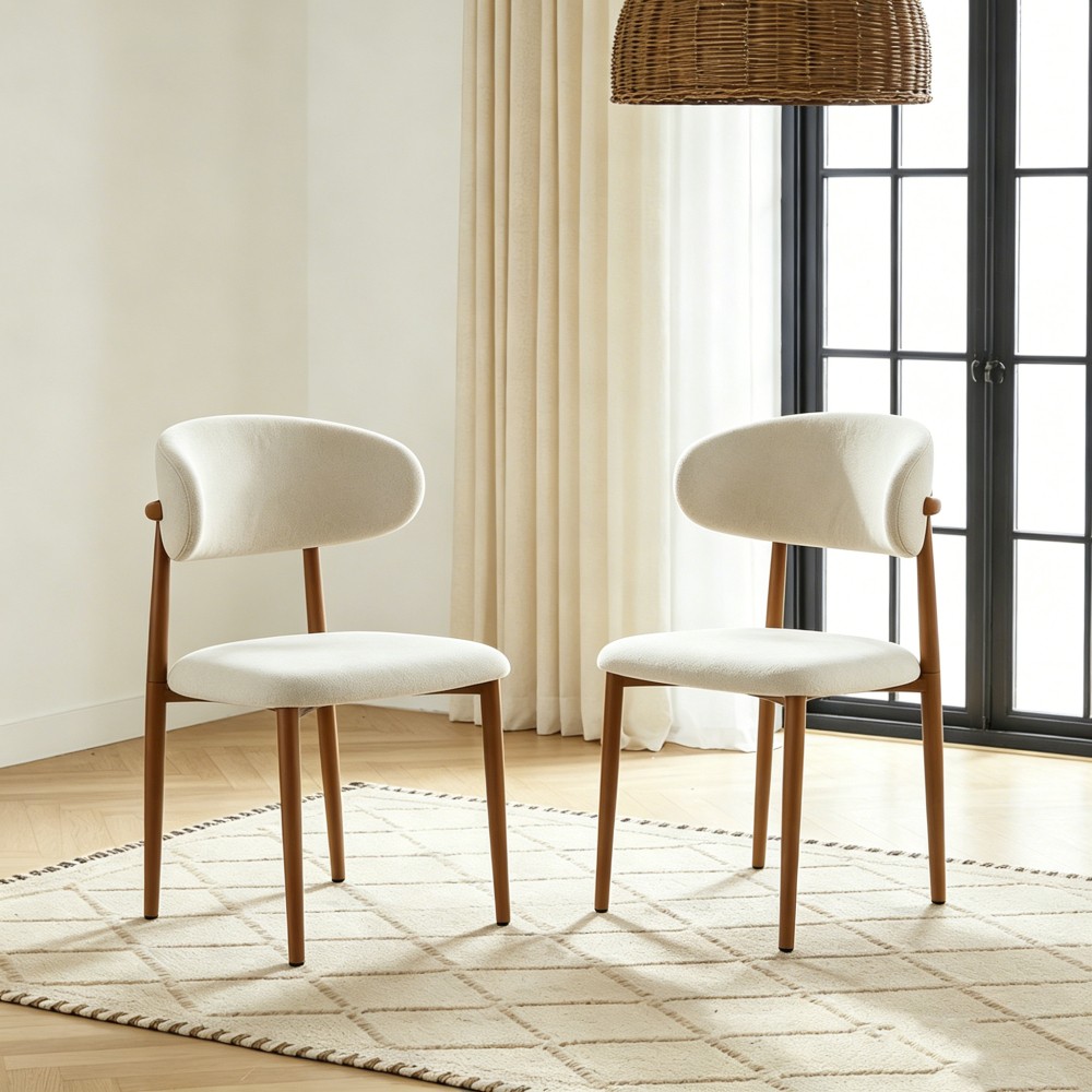 2Pcs Dining Chair for Kitchen Dining Table Metal Chairs with Modern Fabric