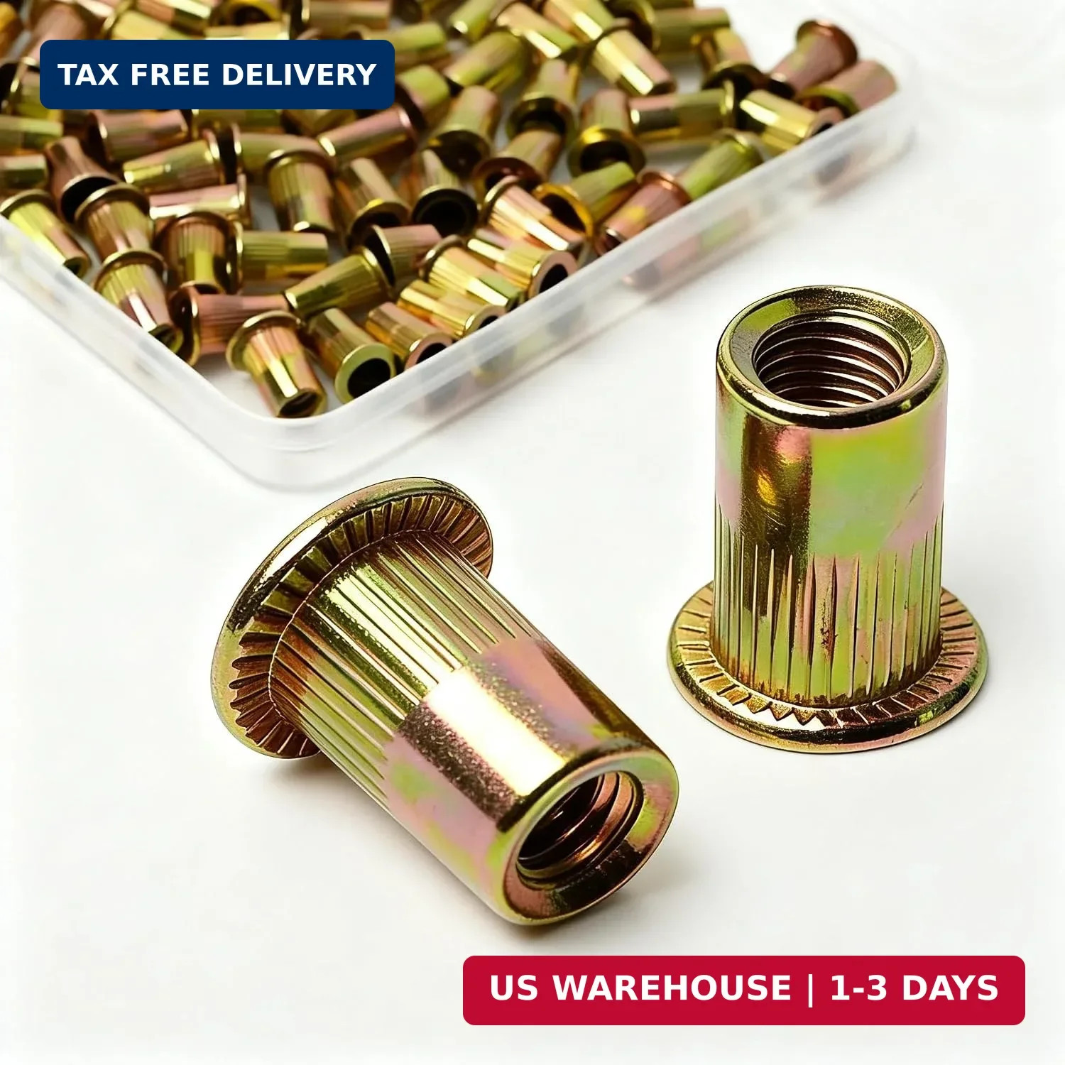 1/4 Rivet Nut, 100 Pcs Carbon Steel Rivet Nuts, 1/4-20 Threaded Insert Rivnut, S