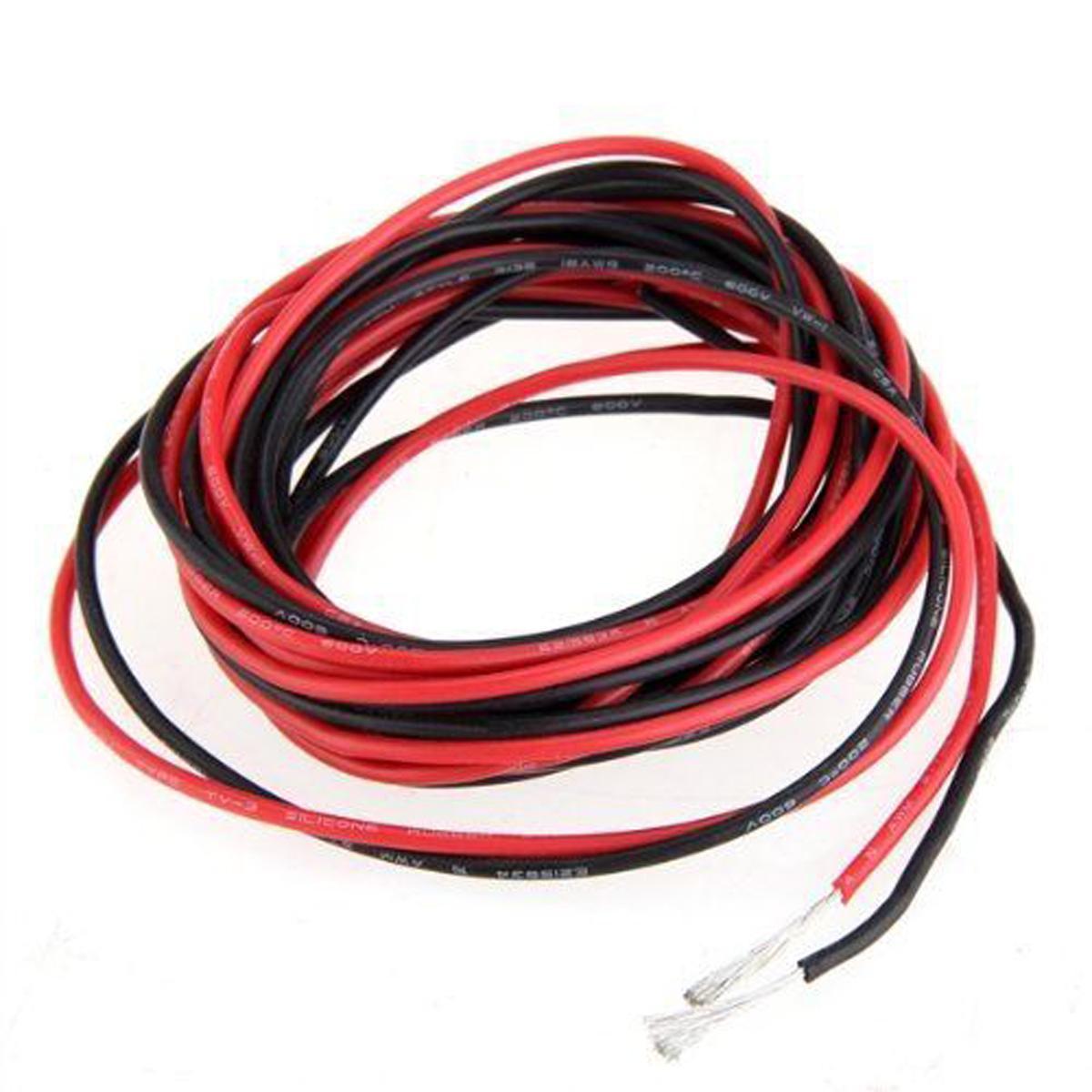2pcs 20 Feet 20 AWG Silicone Rubber Wire Cable Red Black Flexible