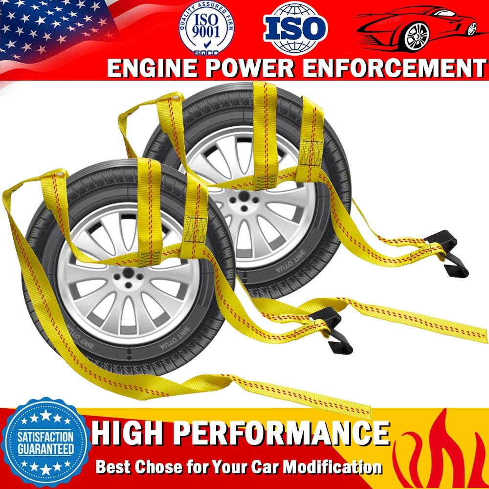 2X Tire Basket Straps Wrecker Car Hauler Truck fit 17-21" Tow Dolly Tire Wheel