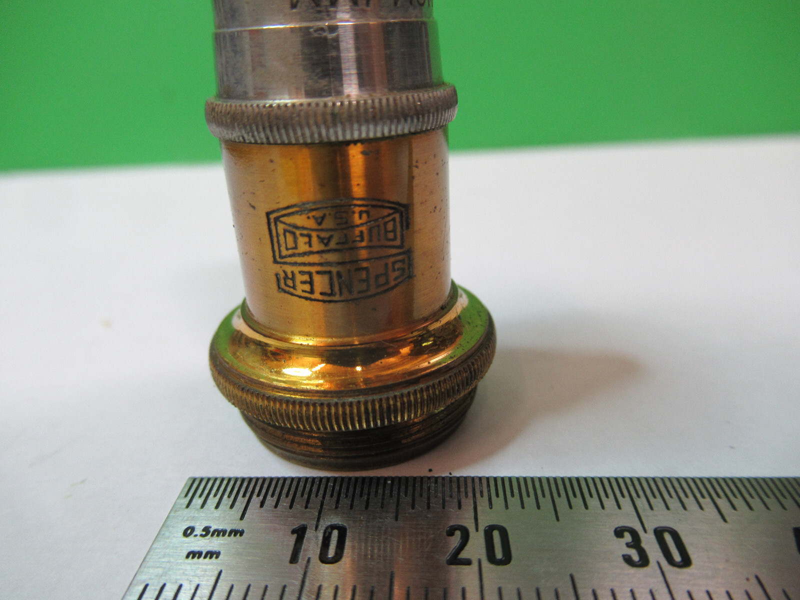 ANTIQUE BRASS SPENCER 95X LENS OBJECTIVE MICROSCOPE PART AS PICTURED &R2-A-22