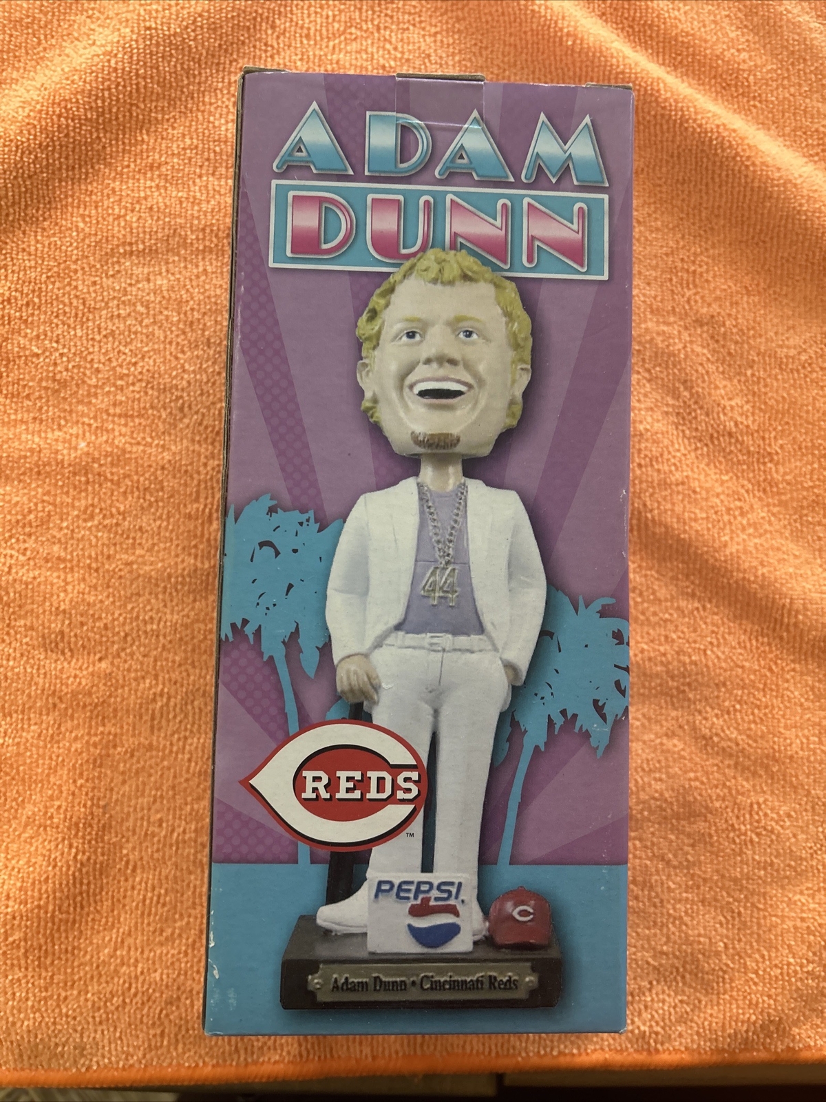 NIB 2008 Adam Dunn Cincinnati Reds Pepsi SGA 80’s Night Miami Vice Bobblehead
