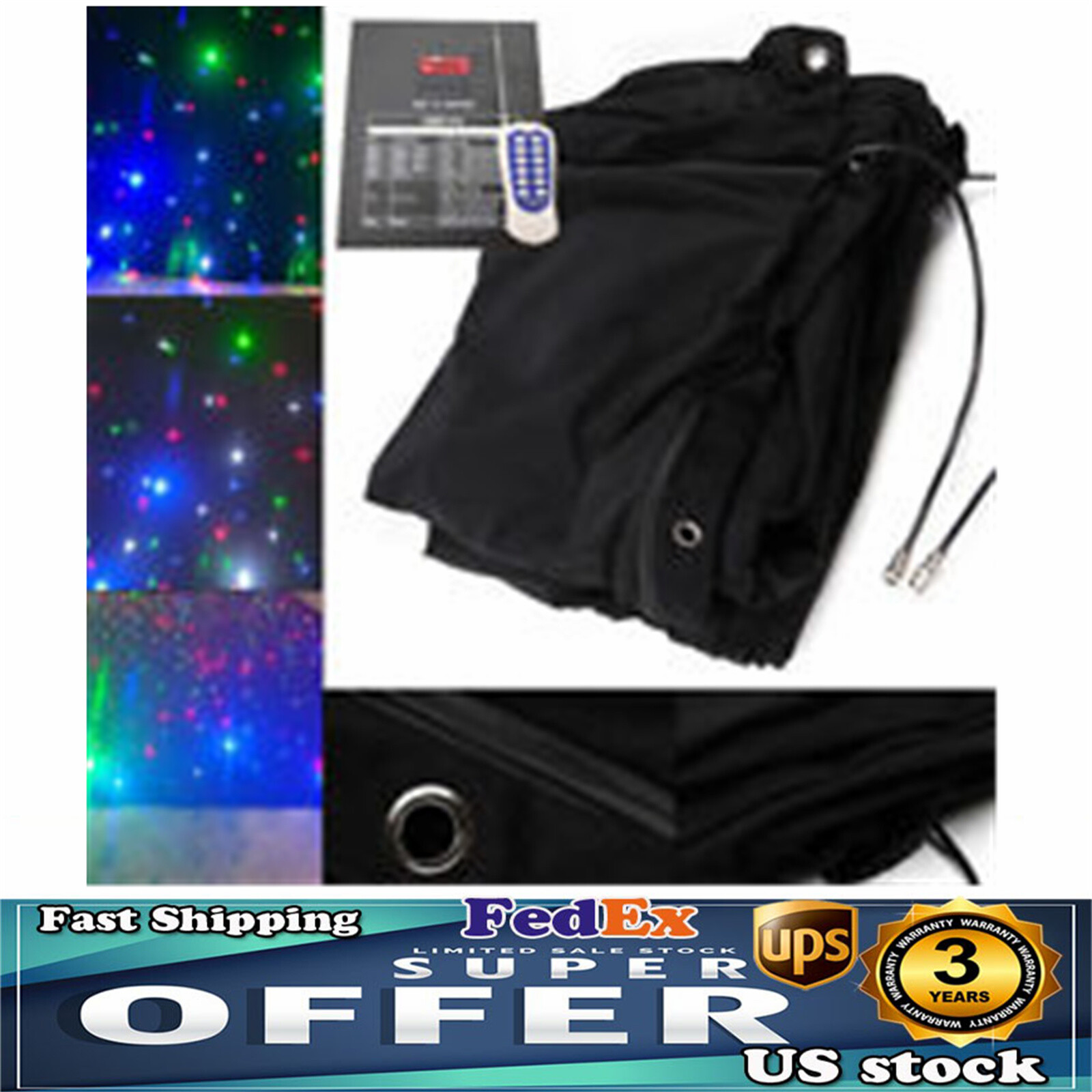 10x6.5ft Stage Star Light Led Backdrop Wedding Party Curtain Retardant Dj Pub