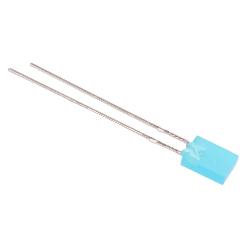 100 x Blue Rectangle 2x5mm Diffused LED 270mcd 130°