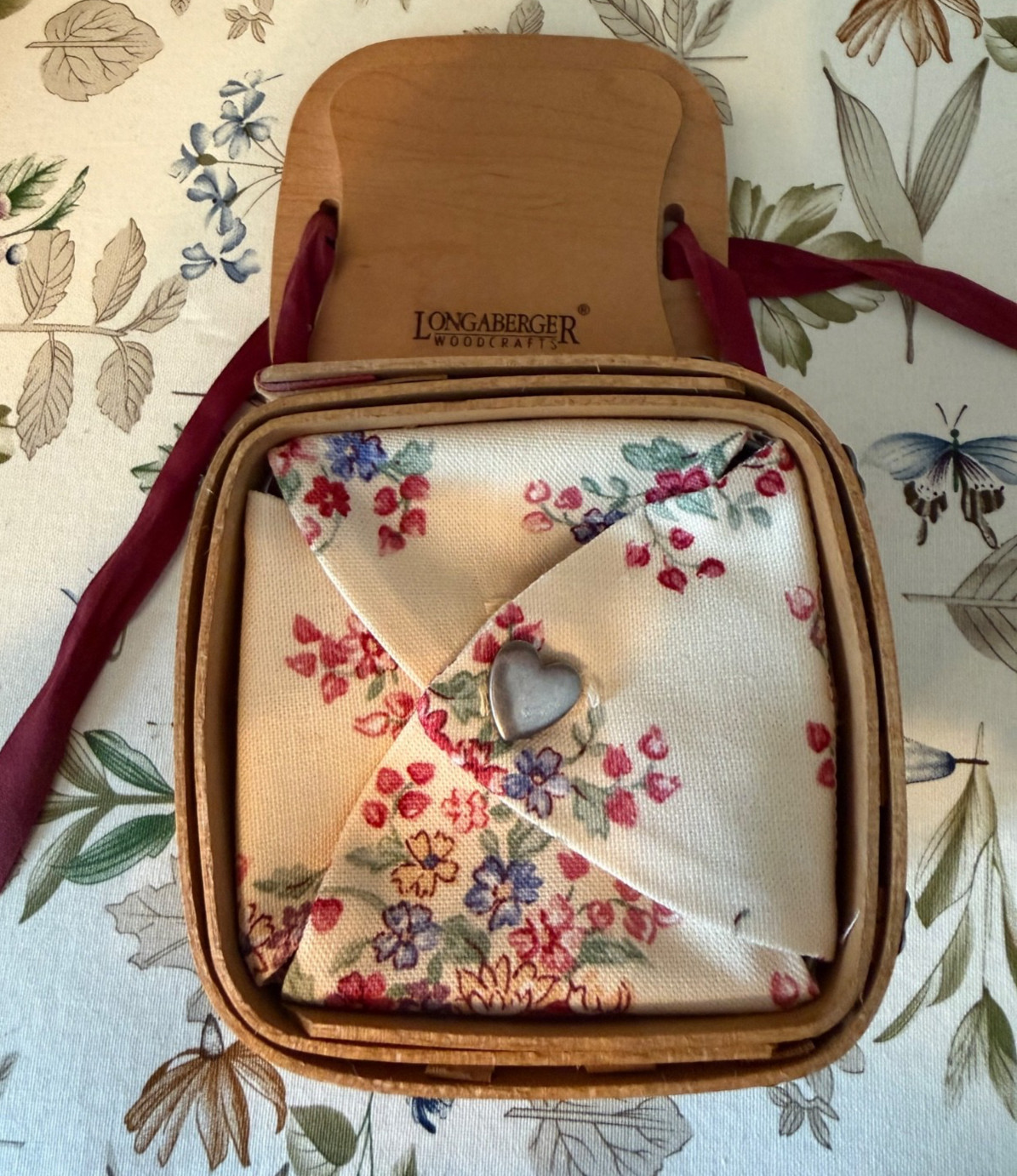 Longaberger 2002 Sweetest Gift Small Basket Combo ~ BLPL tie on #1