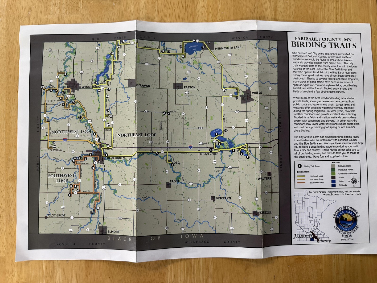 Vintage Faribault Minnesota Birding Sakatah Lake State Park Map Brochures USA