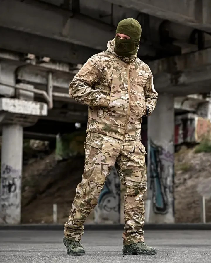 Tactical demi-season suit with fleece multicam, Military water-repellent 💛💙..