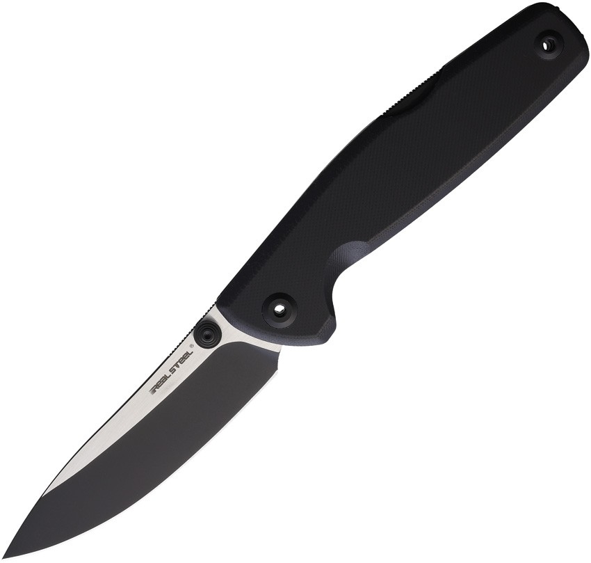 Real Steel Yak Lockback Black Flat 7871BB 3.75" 14C28N G10 Folding Knife