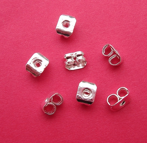 Butterfly Style Earstud Back Stoppers Sterling Silver Plated-100pcs.