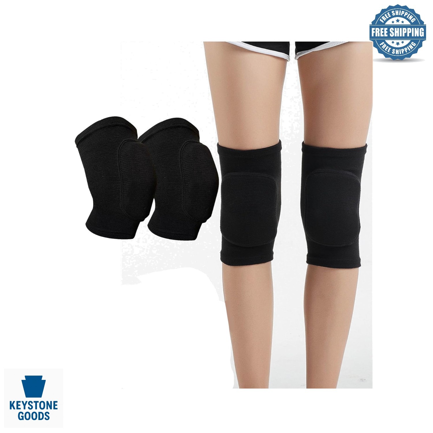 Breathable Elastic Knee Support for Sports & Dance – 1 Pair, Medium, Black