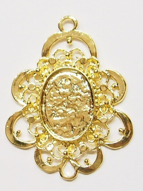 6 of 24x17mm Shiny Gold Plated Art Nouveau XL Hoops Pendant Settings 58x44mm