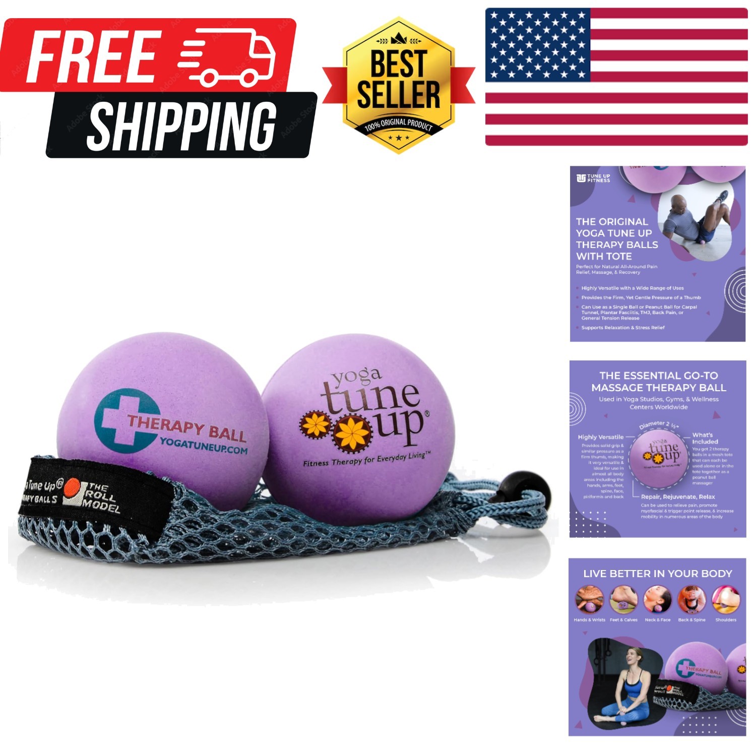 Therapy Balls in Tote by Tune Up Fitness - Massage Balls for Trigger Point, P...