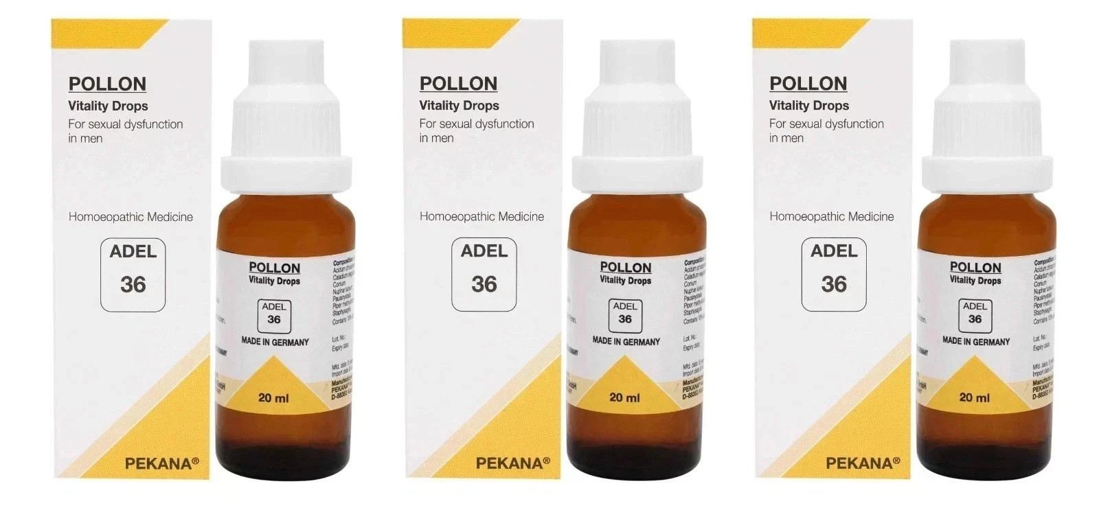 Pack of 3 ADEL 36 Vitality Drops Natural Homeopathic Remedy for Energy Wellness