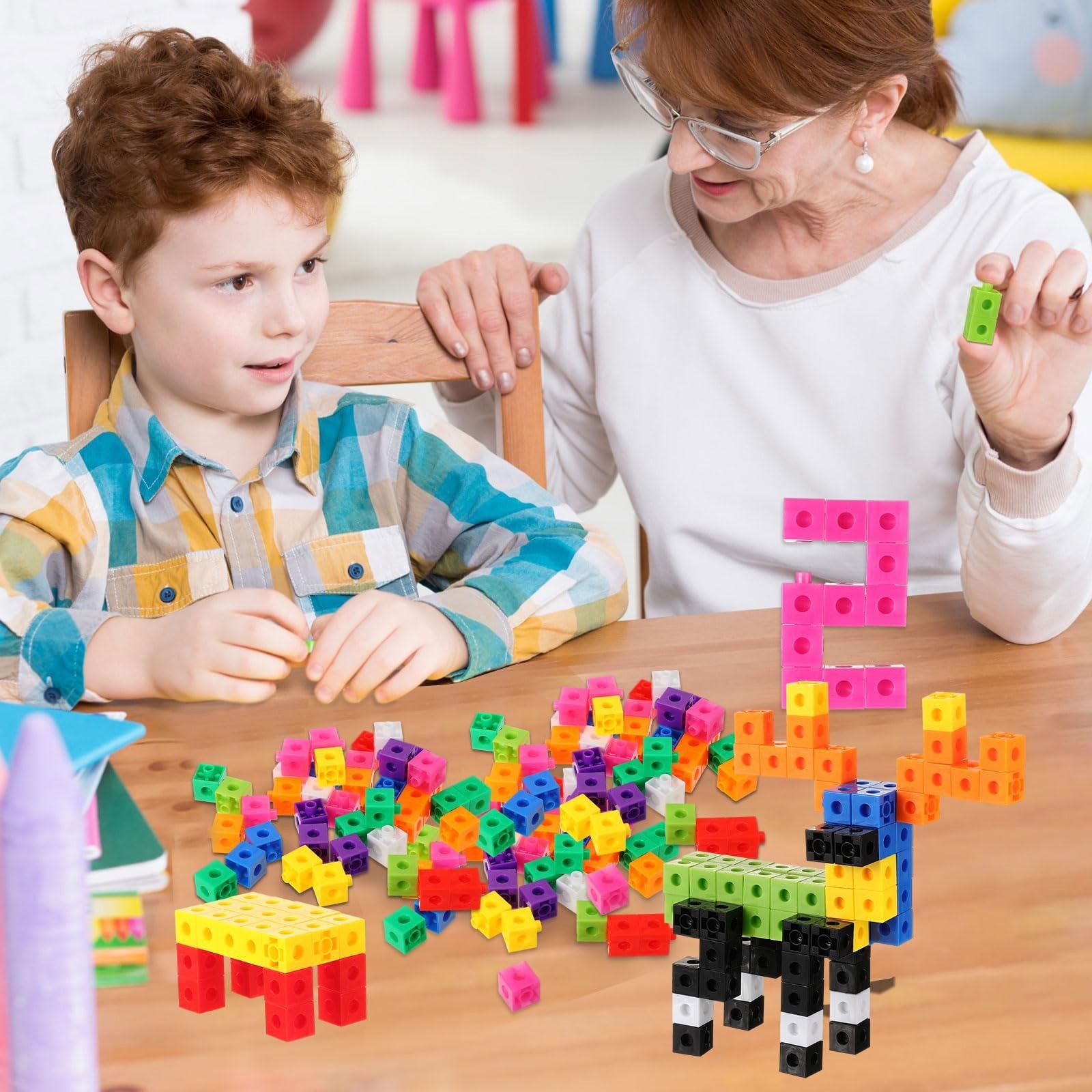 Jenaai 1000 Pieces Linking Counting Cubes, Plastic Counting Blocks, Colorful ...