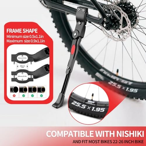 Adjustable Bike Kickstand Compatible with Nishiki, Bicycle Side Kickstand,
