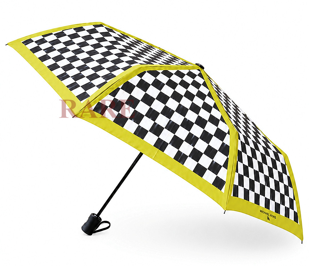 MacKenzie-Childs Courtly Check Automatic Open & Close Travel Umbrella New