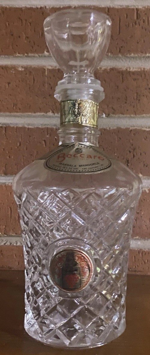 Vintage Cut Glass Beccaro ACQUI Marsala Mandorla Decanter Bottle W/Glass Stopper