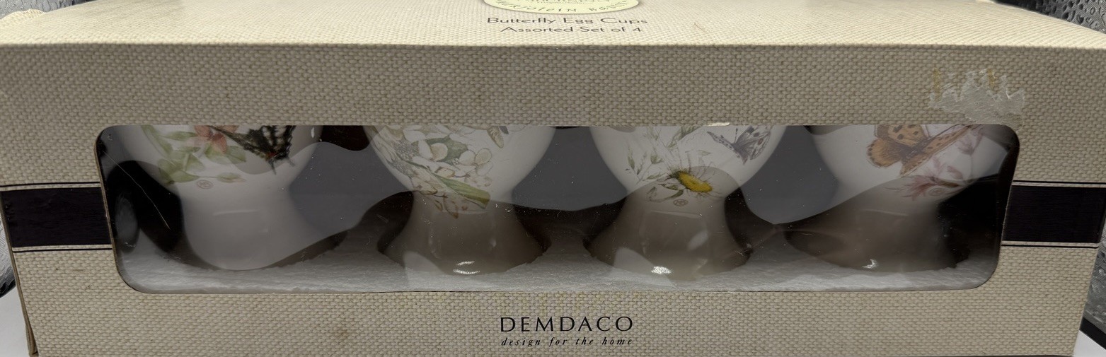 Demdaco Nature’s Journey Marjolein Bastin Butterfly Egg Cups Set of 4 – NIB