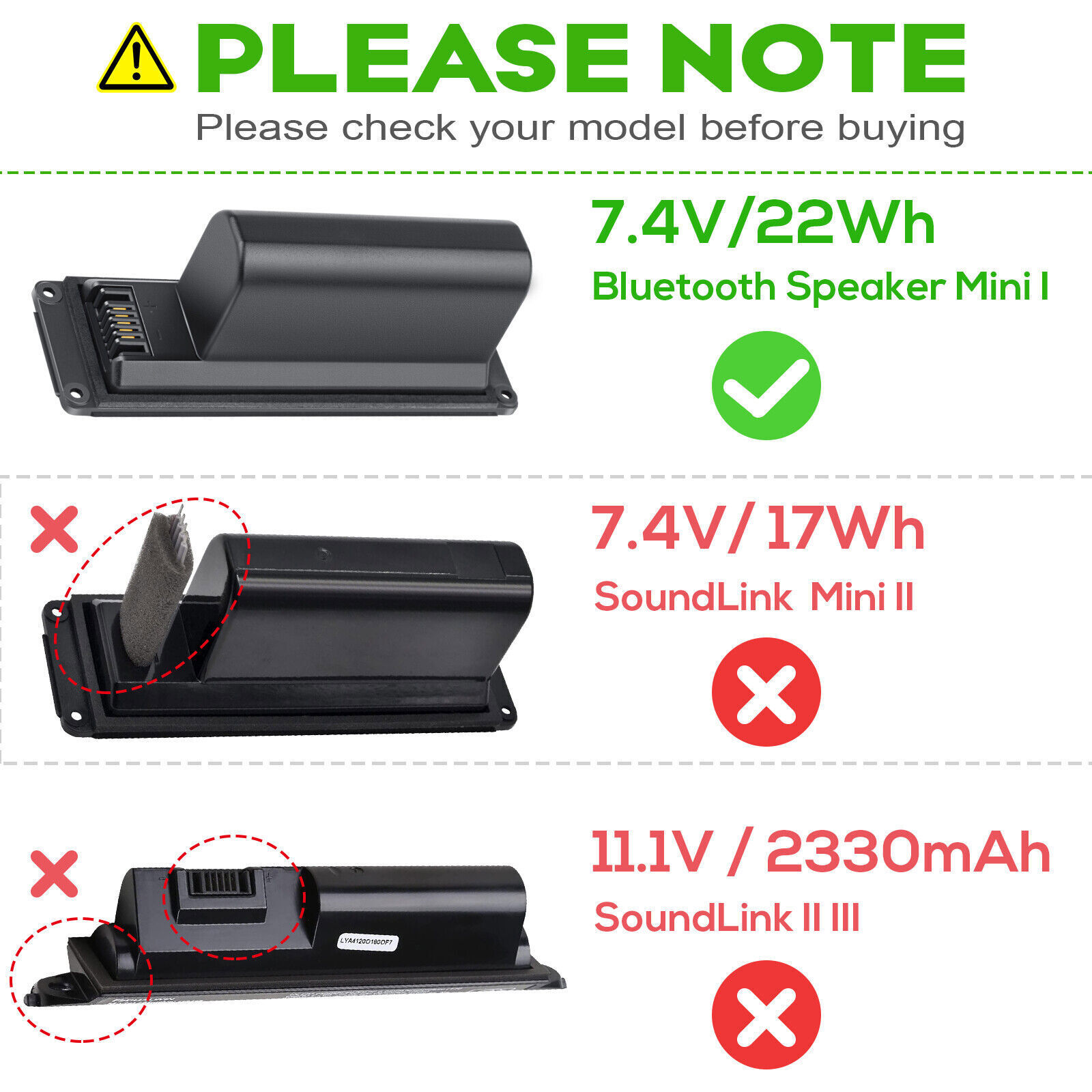 061384 061386 063287 063404 061385 Replace Battery for Bose Soundlink Mini 1 22W