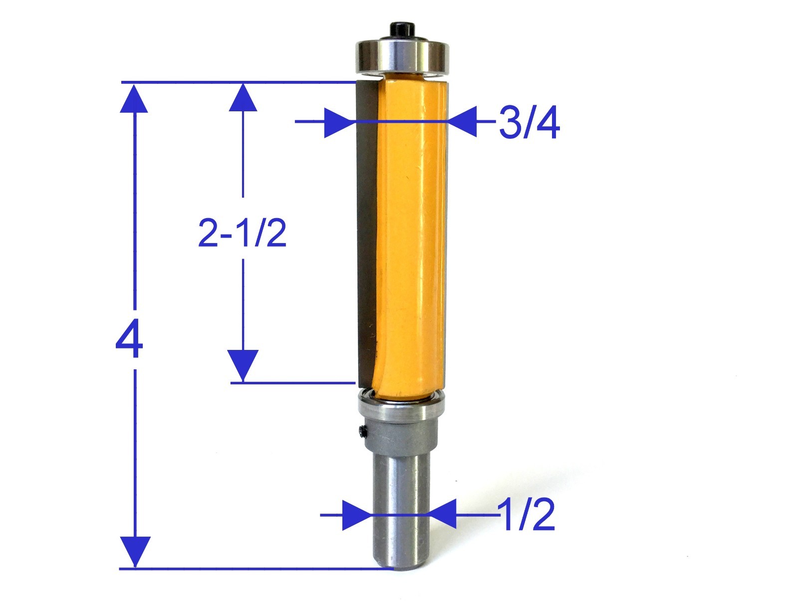 1pc 1/2 SH 2-1/2" Extra Long Trim Pattern Top&Bottom Bearings Router Bit S