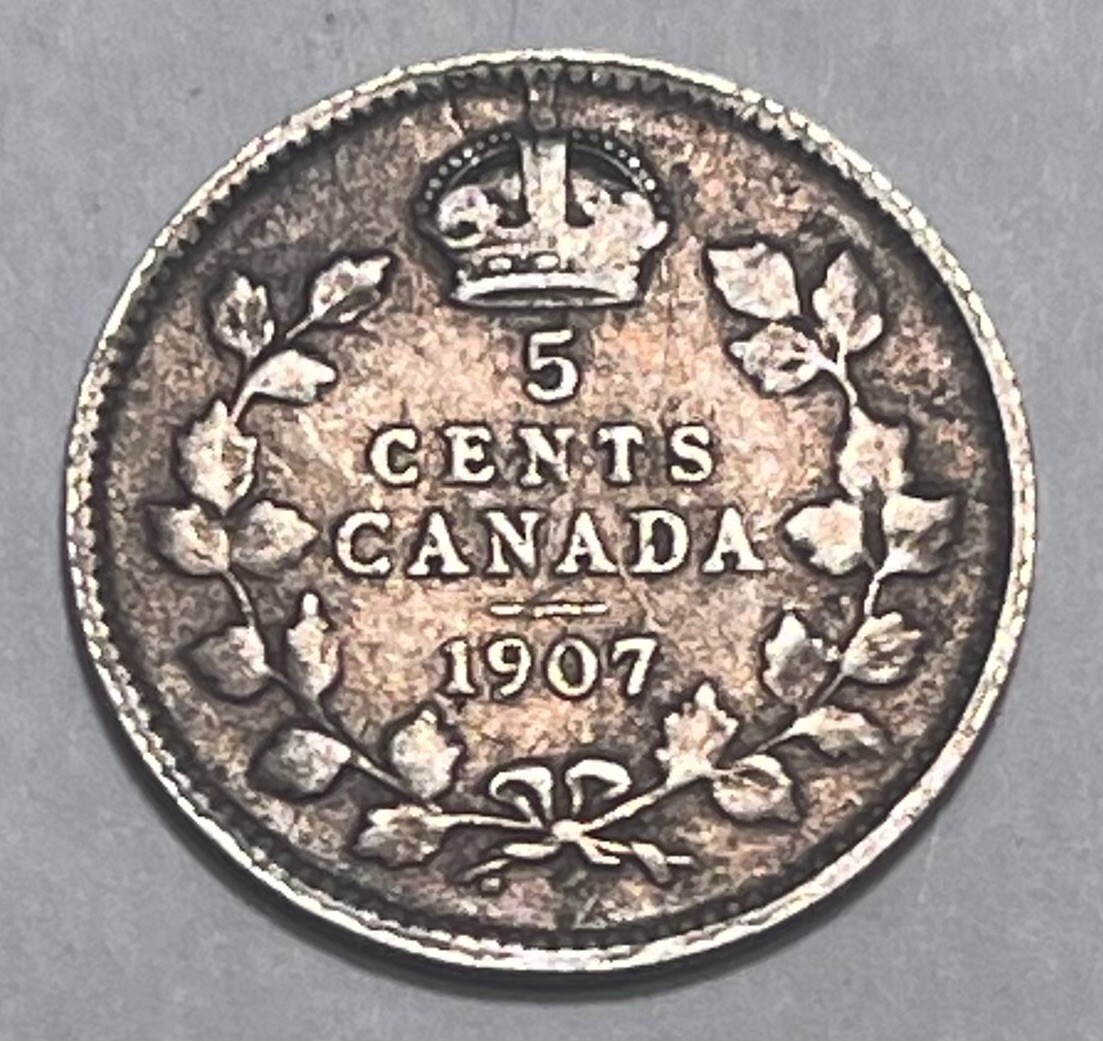 CANADA - Edward VII - Silver 5 Cents - 1907 - Km-13 - FREE USA Shipping!
