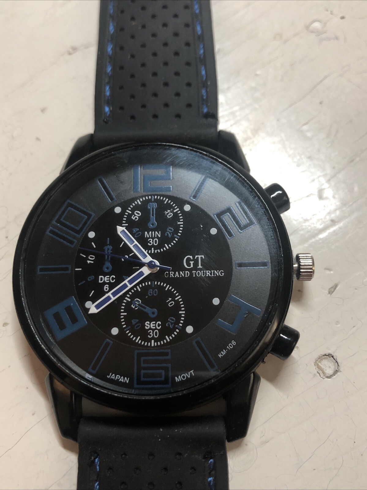GT Men Watch Black and Blue Rubber