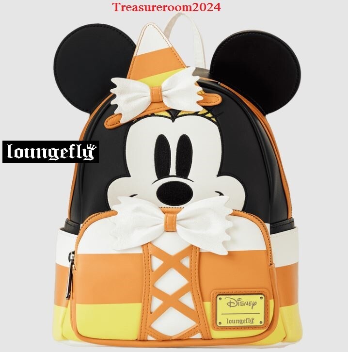 LOUNGEFLY Minnie Mouse HALOWEEN Candy Corn Glow Dark Cosplay Mini Backpack NEW!