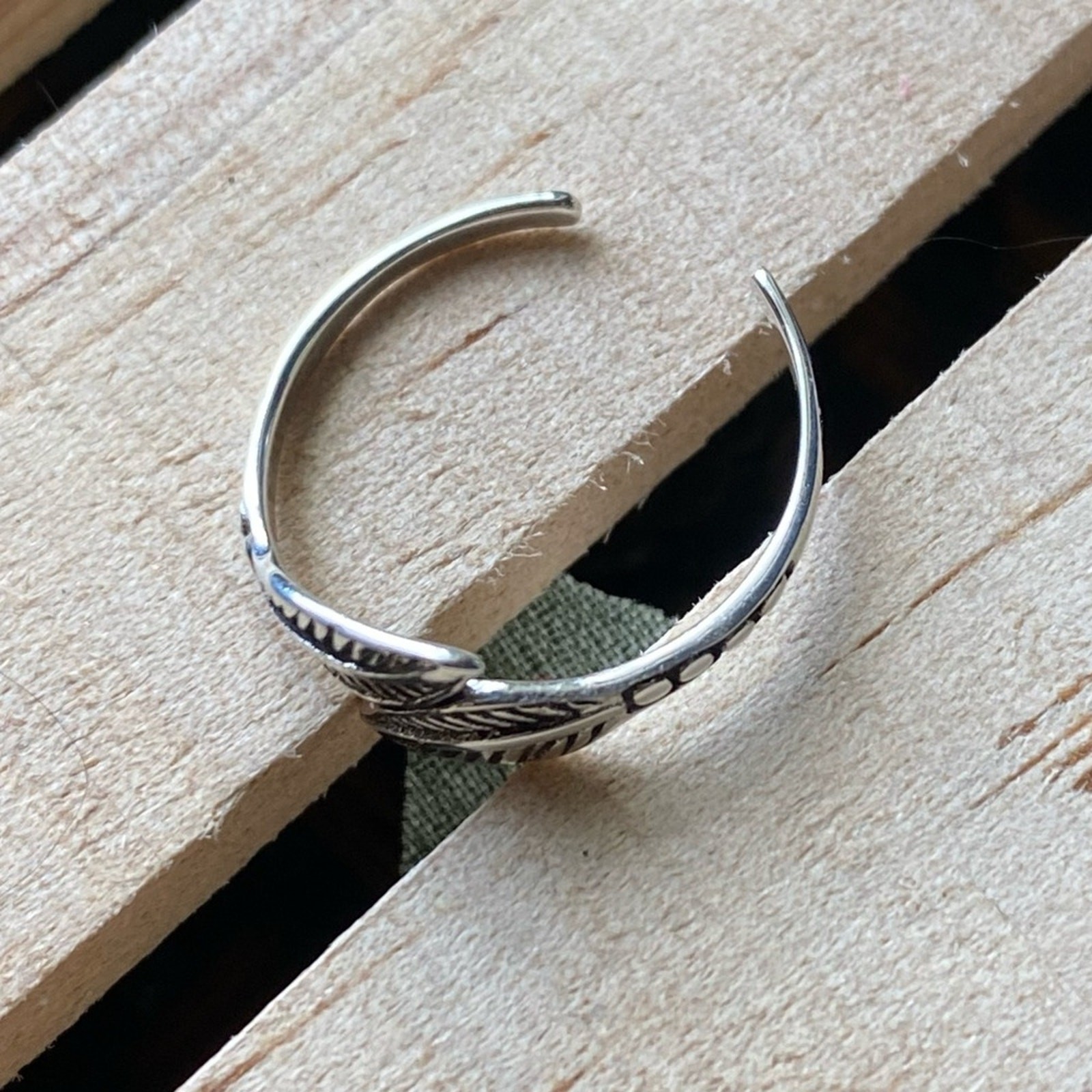 Sterling Silver Double Leaves Adjustable Toe Ring