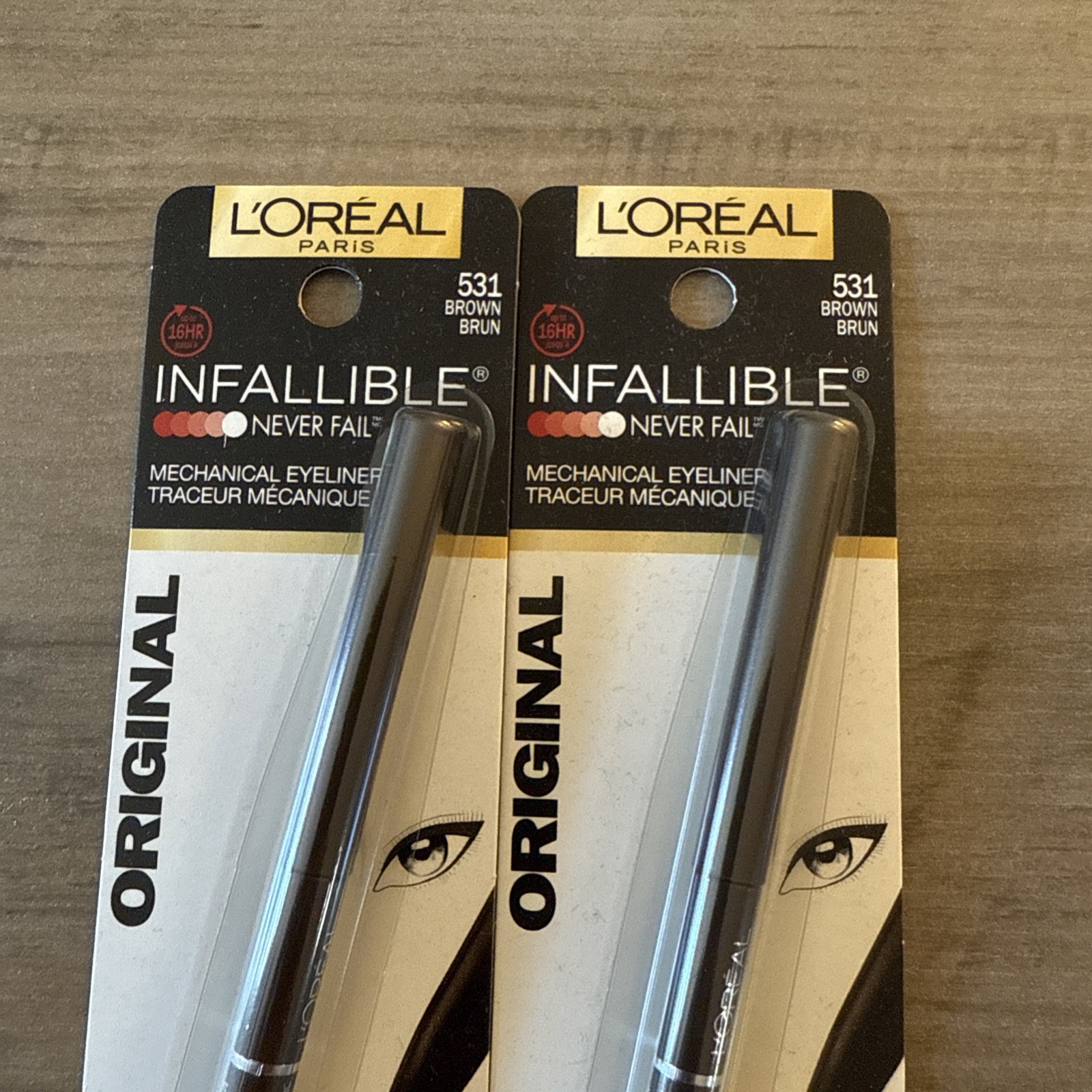 2 L'Oreal Infallible Never Fail Eyeliner Brown #531 .08 oz