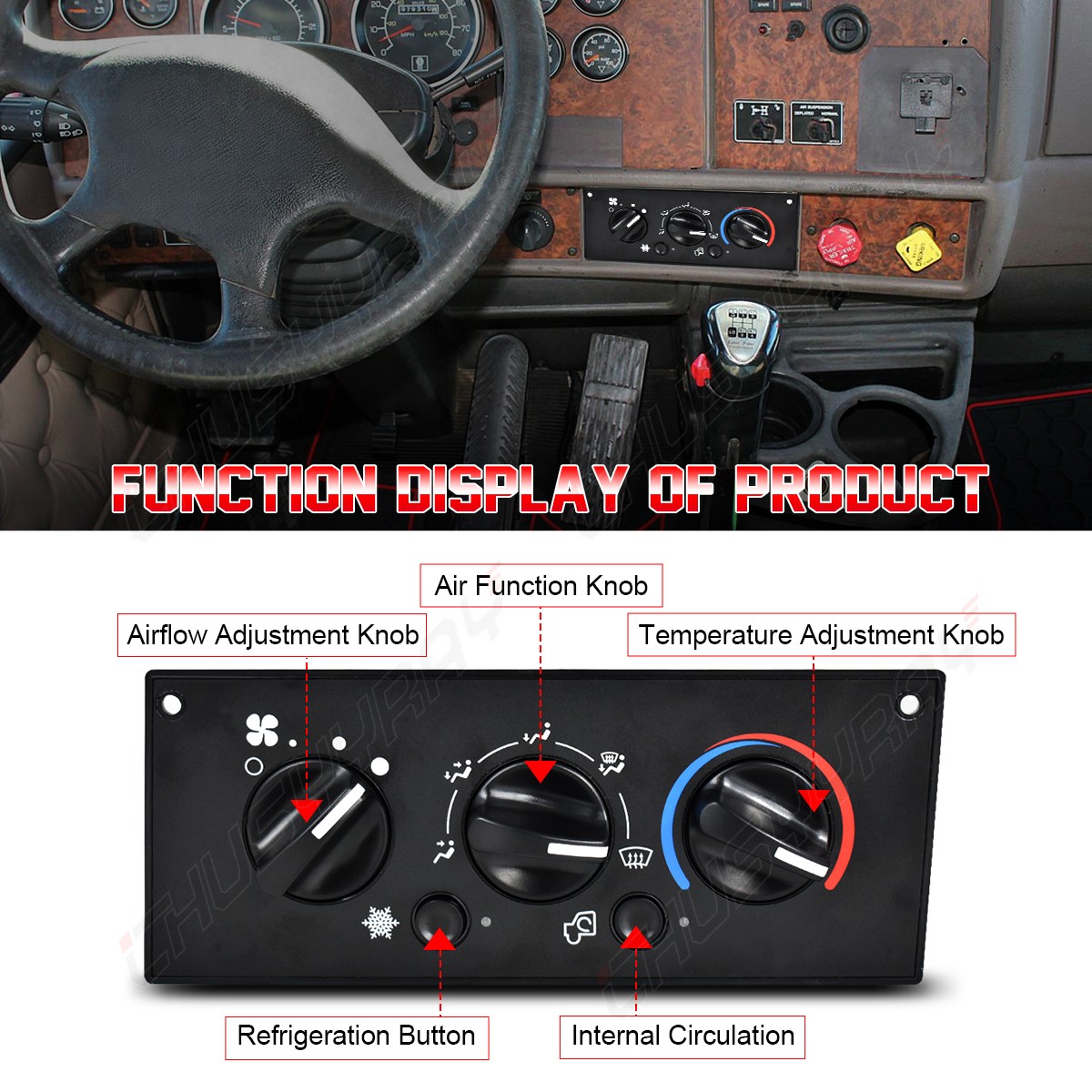 For Peterbilt 379 Truck A/C Heater Climate Control Module Panel Switch Q21-6119