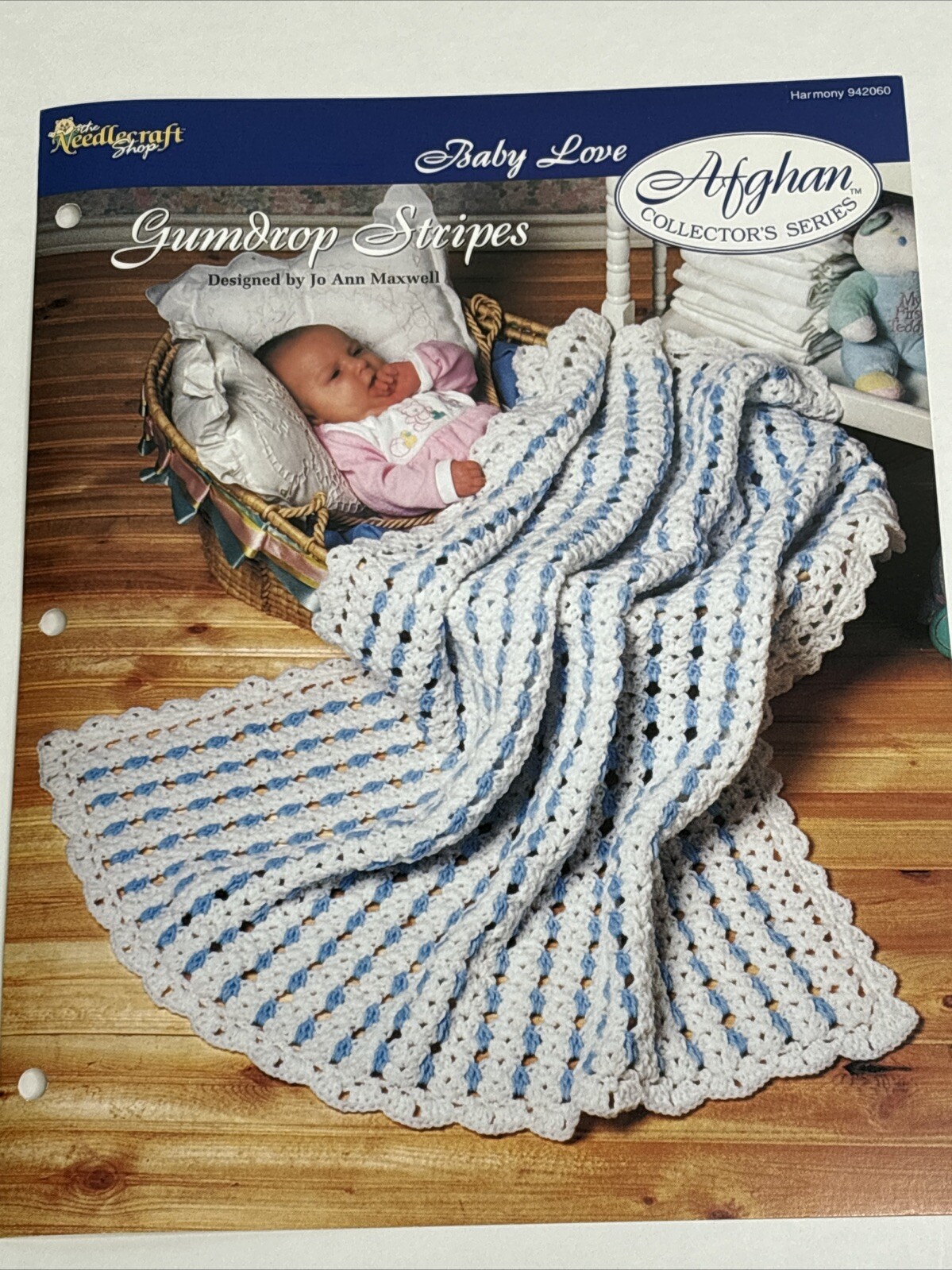 Gumdrop Stripes Baby Afghan Crochet Pattern Card Needlecraft Shop