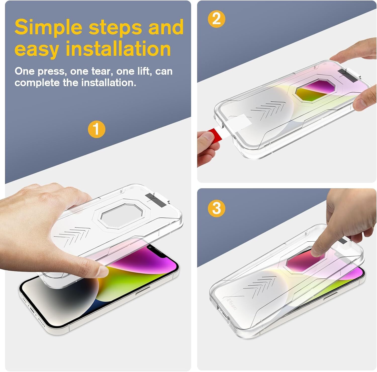 2 pack EZ Kit Tempered Glass Screen Protector for iPhone 13 14 Pro Max Plus