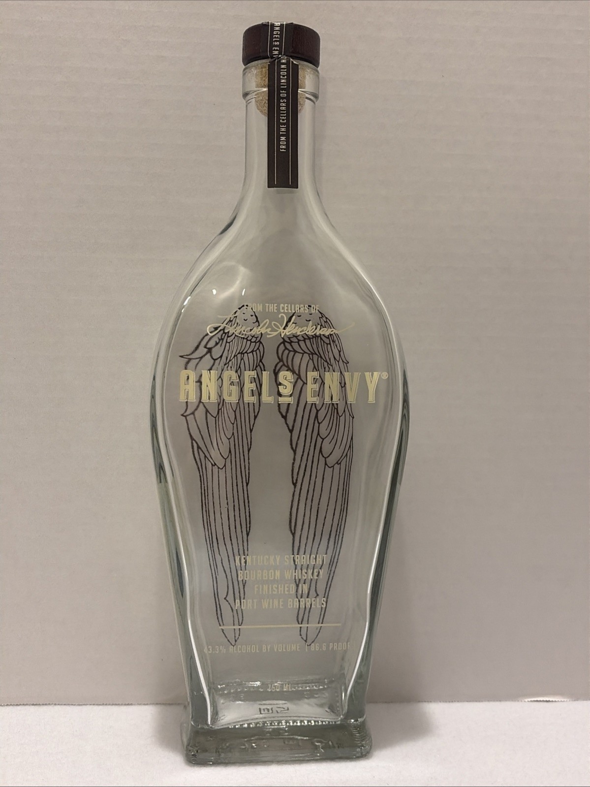 Empty Angels Envy Bourbon Straight Whiskey Empty Bottle & Cork Wings 750 ml